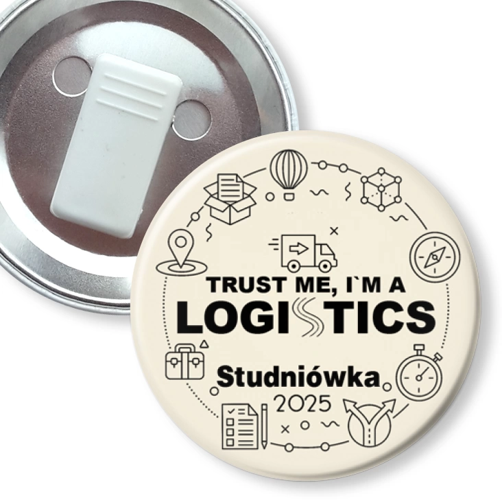 przypinka z żabką Studniówka beżowa trust me I am Logistic