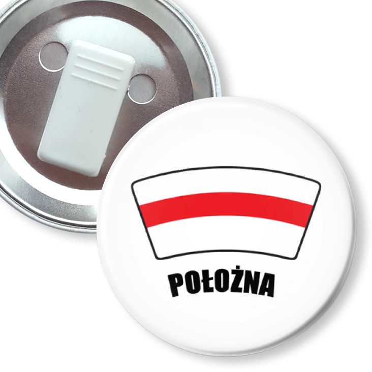 przypinka z żabką Czerwony czepek położna