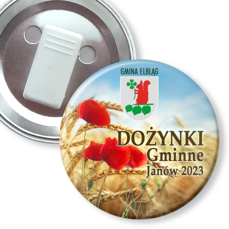 przypinka z żabką Dożynki Gmina Elbląg