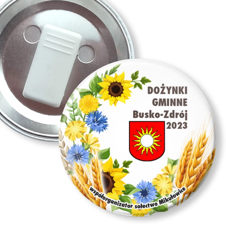 przypinka z żabką Dożynki Gminne Busko-Zdrój 2023