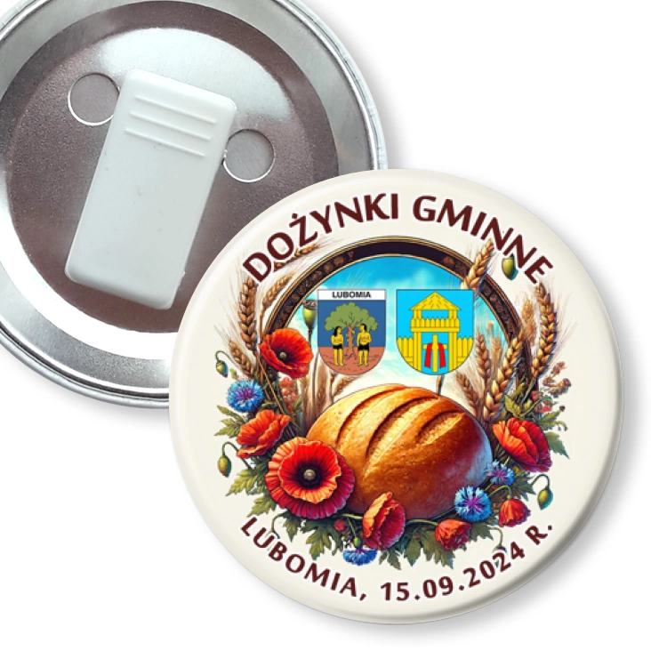 przypinka z żabką Dożynki Gminne Lubomia 2024