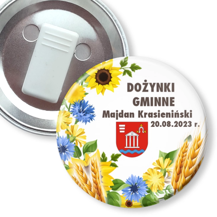 przypinka z żabką Dożynki Gminne Majdan Krasieniński 2023