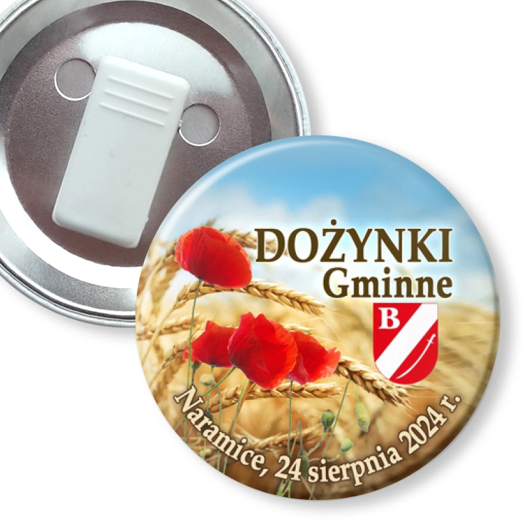 przypinka z żabką Dożynki Gminne Naramice 2024