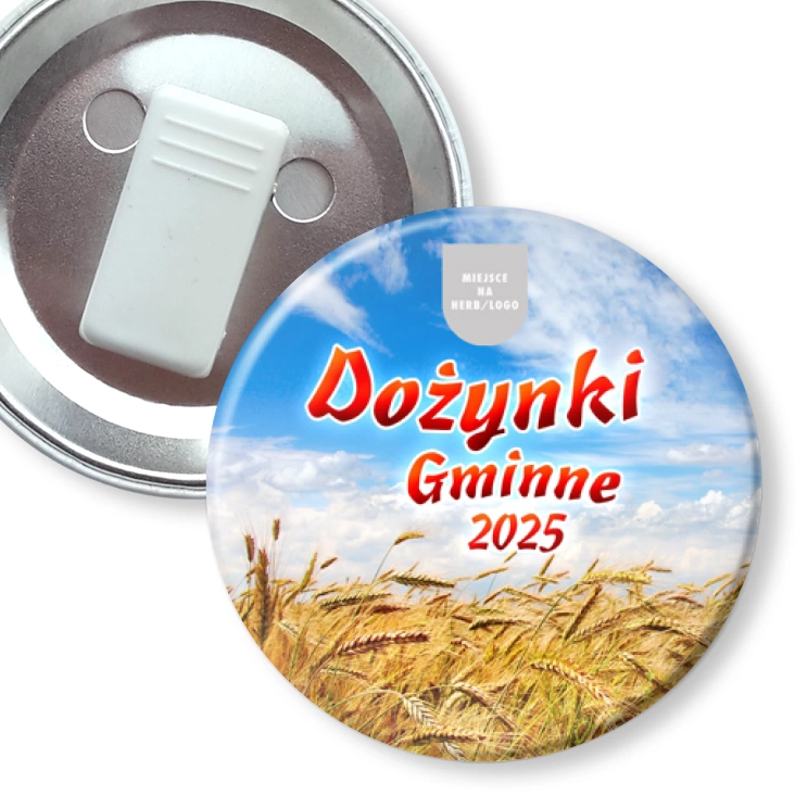 przypinka z żabką Dożynki gminne Pole zboża