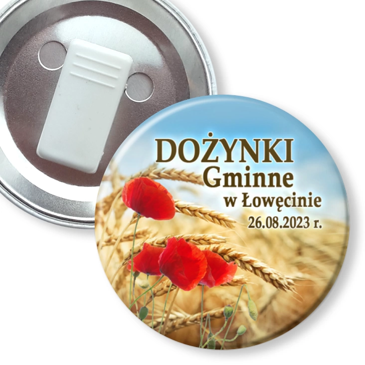 przypinka z żabką Dożynki Gminne w Łowęcinie