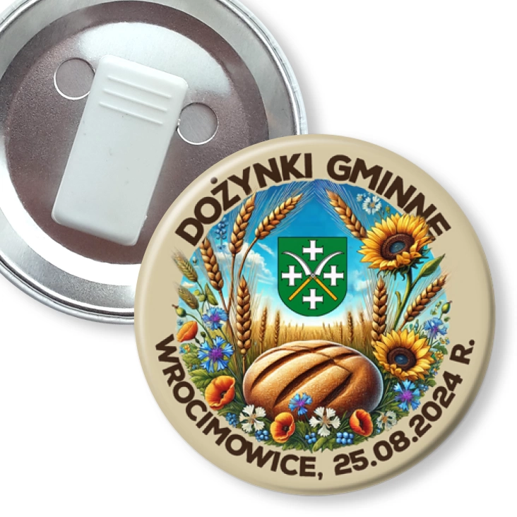 przypinka z żabką Dożynki Gminne Wrocimowice 2024