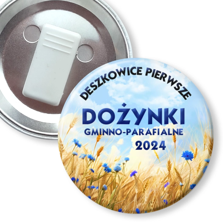 przypinka z żabką Dożynki Gminno-Parafialne Deszkowice Pierwsze 2024