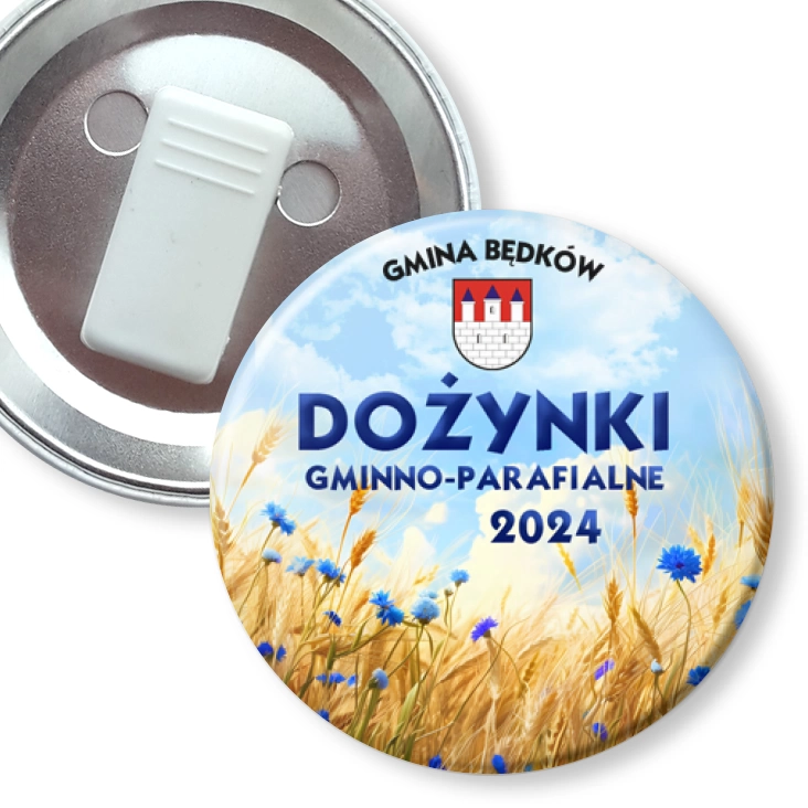 przypinka z żabką Dożynki gminno-parafialne w gminie Będków 2024
