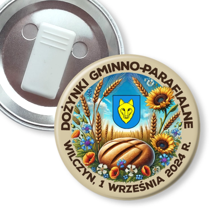 przypinka z żabką Dożynki Gminno-Parafialne Wilczyn 2024
