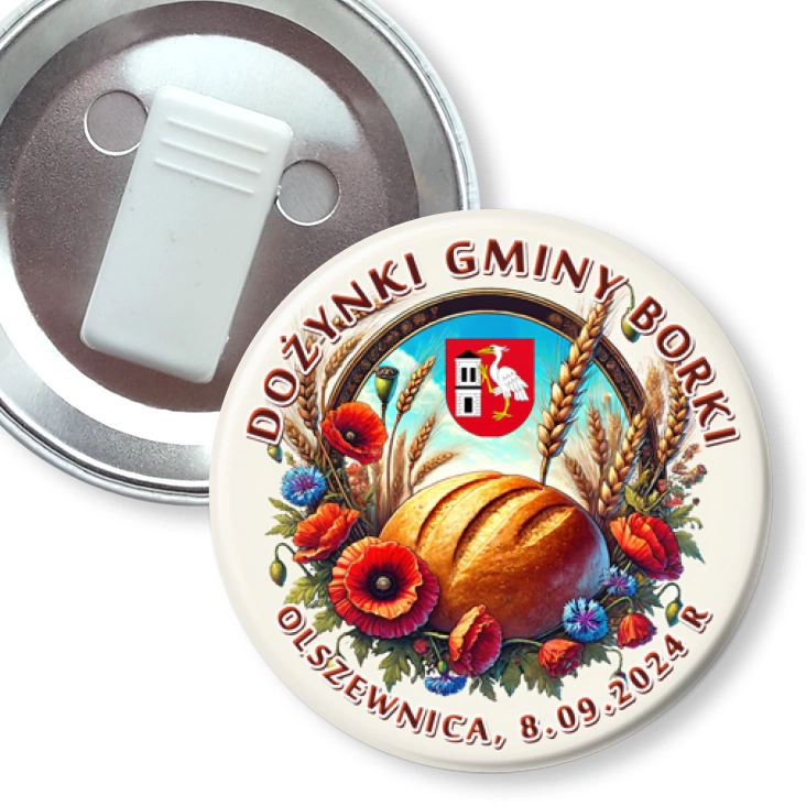 przypinka z żabką Dożynki Gminy Borki 2024