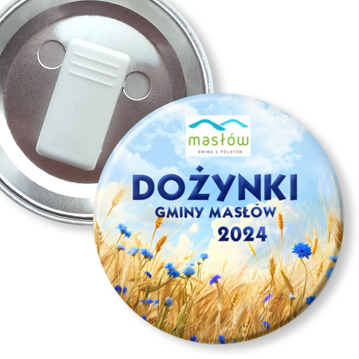 przypinka z żabką Dożynki Gminy Masłów 2024