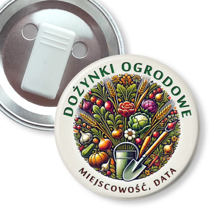 przypinka z żabką Dożynki Ogrodowe