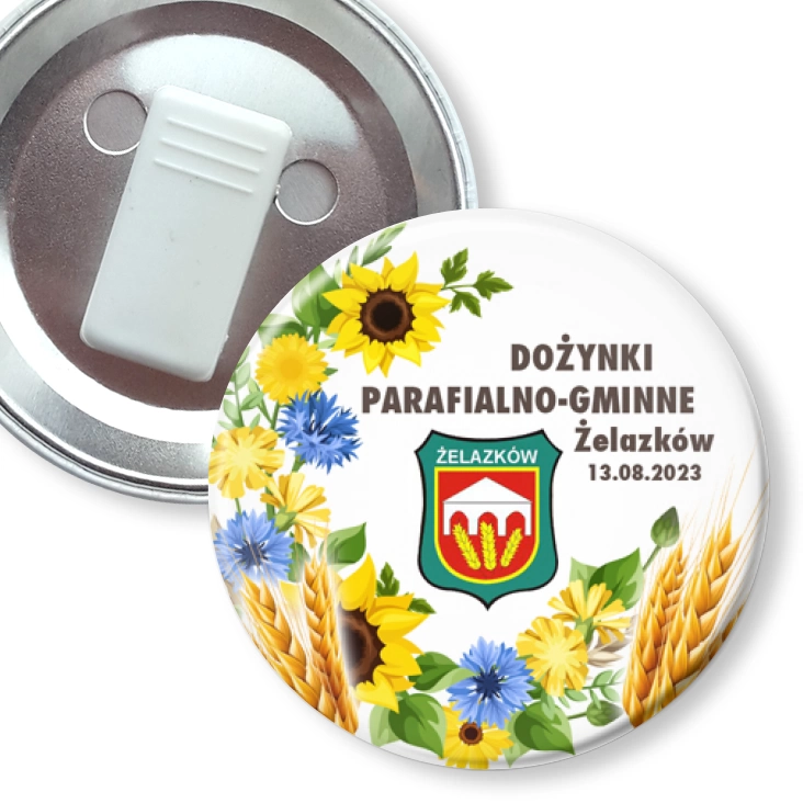 przypinka z żabką Dożynki parafialno-gminne Żelazków 2023
