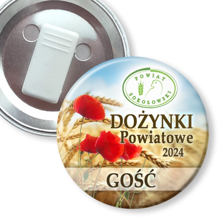 przypinka z żabką Dożynki Powiat Sokołowski