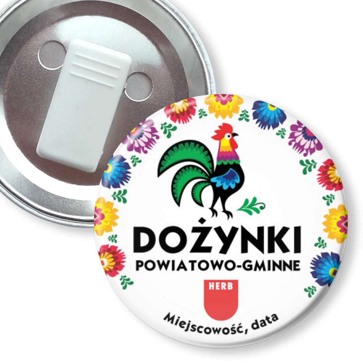 przypinka z żabką Dożynki powiatowo-gminne z kogutem
