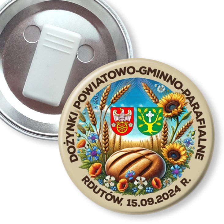 przypinka z żabką Dożynki powiatowo-gminno-parafialne Rdutów 2024