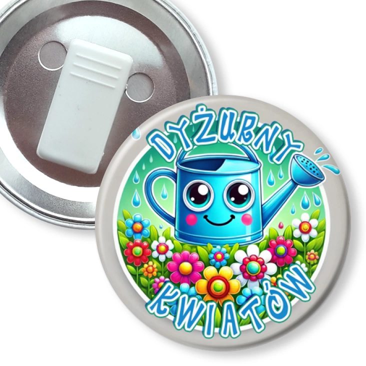 przypinka z żabką Dyżurny kwiatów z konewką