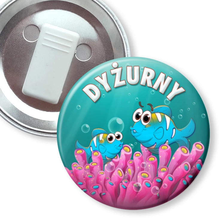 przypinka z żabką Dyżurny rybki