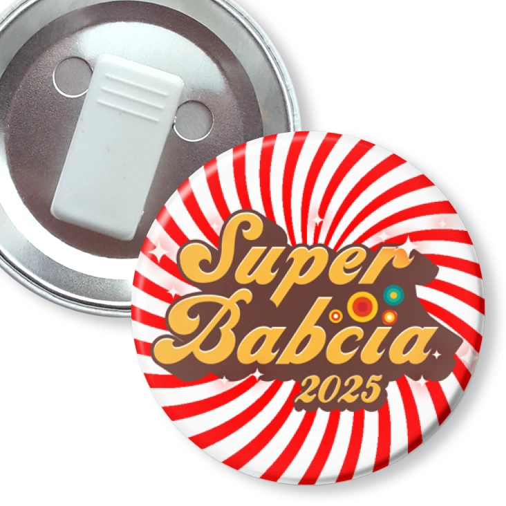 przypinka z żabką Dzień Babci - Super Babcia