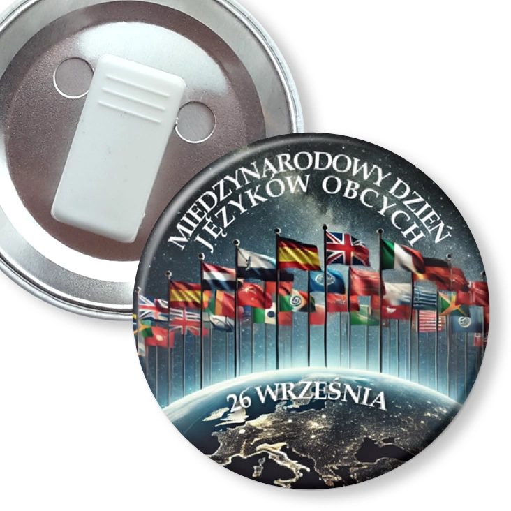 przypinka z żabką Dzień Języków Obcych