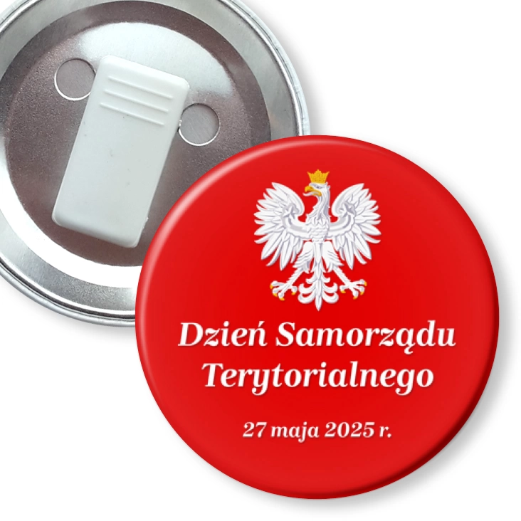 przypinka z żabką Dzień Samorządu Terytorialnego z orłem