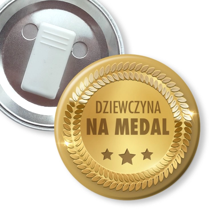 przypinka z żabką Dziewczyna na medal