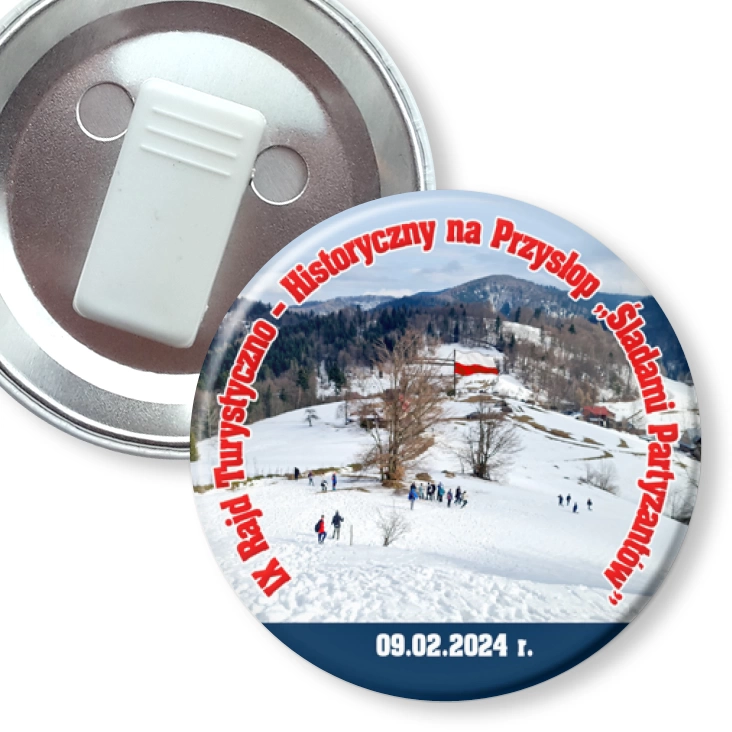 przypinka z żabką Dziewiąty Rajd Turystyczno-Historyczny 2024