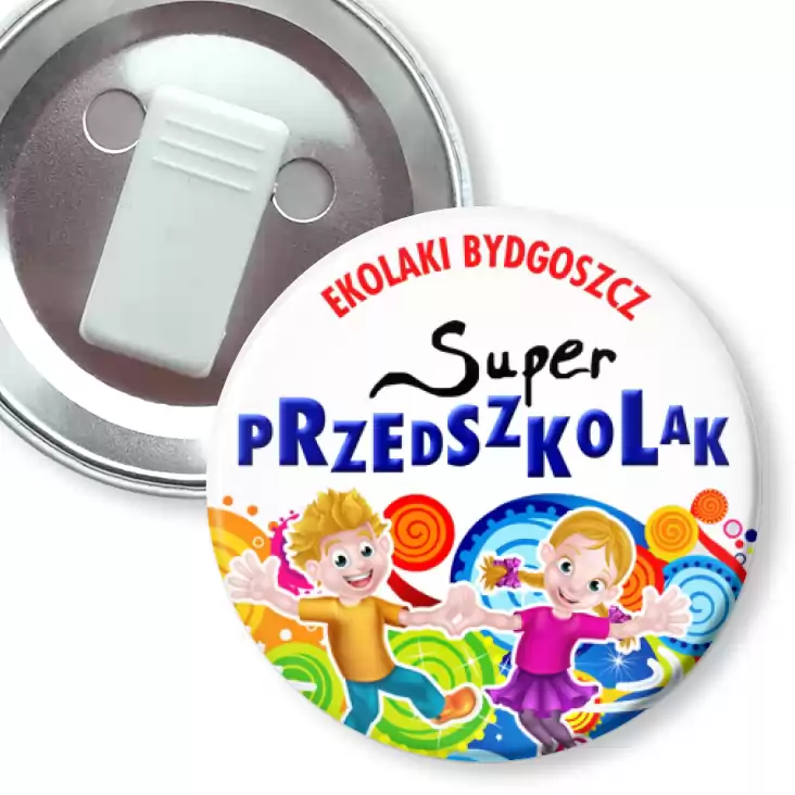 przypinka z żabką Ekolaki Bydgoszcz Super Przedszkolak