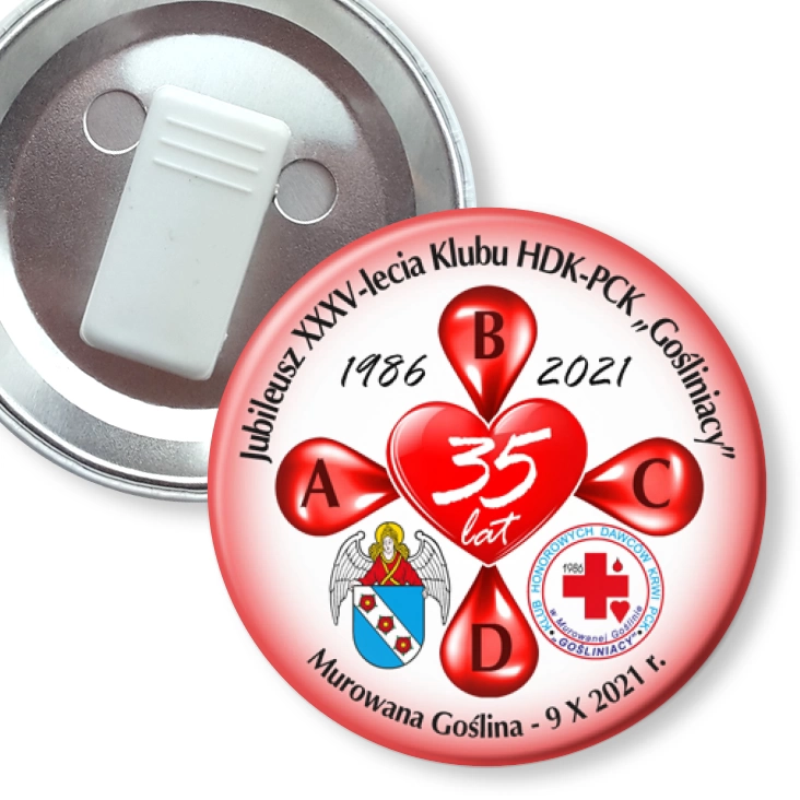 przypinka z żabką Gośliniacy - Jubileusz XXXV-lecia