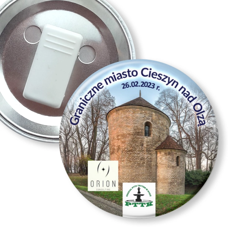 przypinka z żabką Graniczne miasto Cieszyn nad Olzą 2023