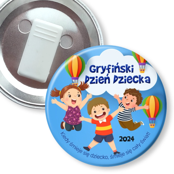 przypinka z żabką Gryfiński Dzień Dziecka