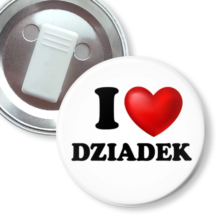 przypinka z żabką I love dziadek