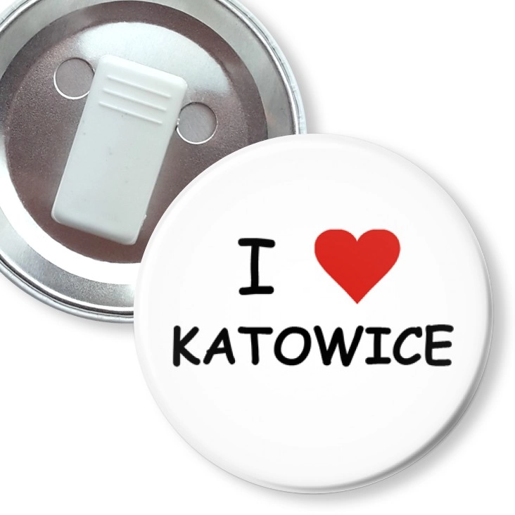 przypinka z żabką I love Katowice