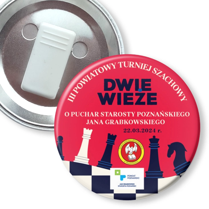 przypinka z żabką III Turniej Szachowy Dwie Wieże ZSP Napachanie