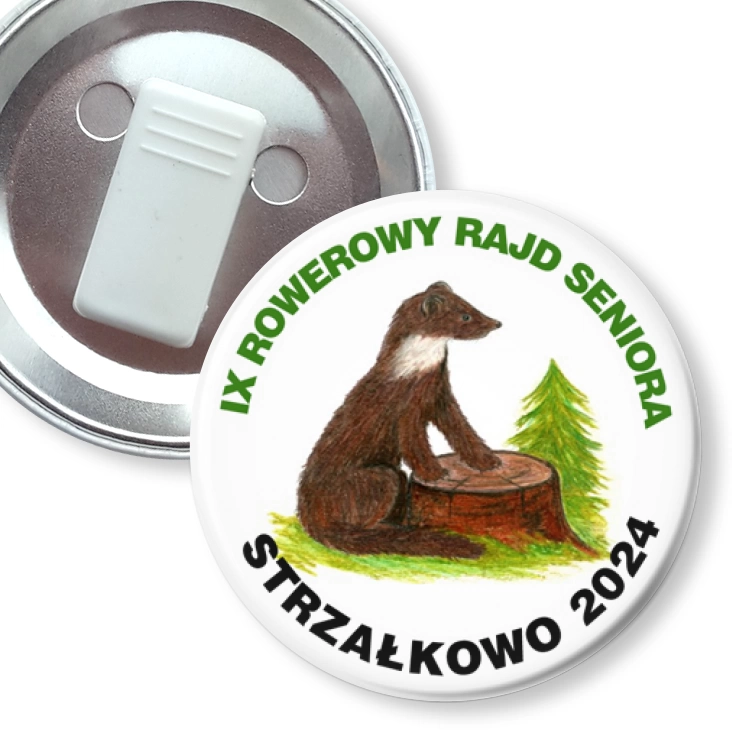 przypinka z żabką IX Rowerowy Rajd Seniora Strzałkowo 2024