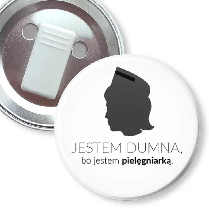 przypinka z żabką Jestem dumna bo jestem pielęgniarką