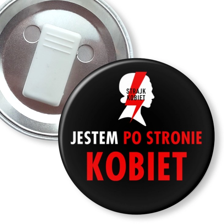 przypinka z żabką Jestem po stronie kobiet