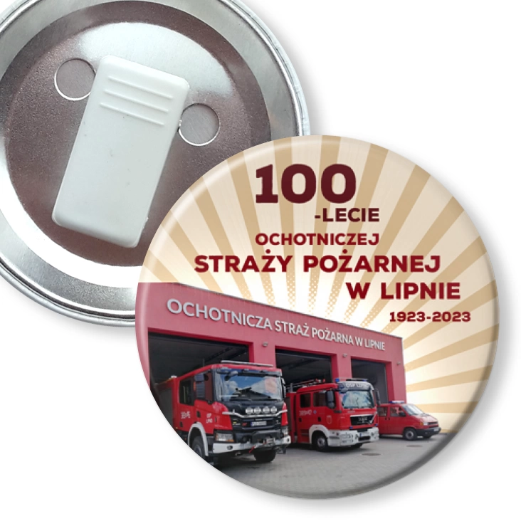 przypinka z żabką Jubileusz 100 lat OSP w Lipnie