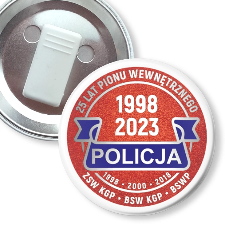 przypinka z żabką Jubileusz 25 lat Pionu Wewnętrznego Policja