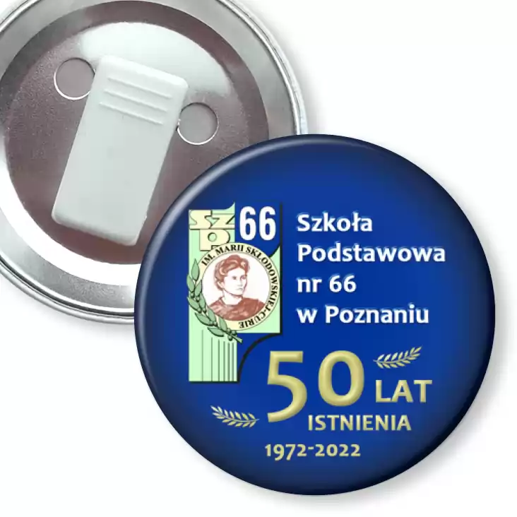 przypinka z żabką Jubileusz 50-lecia istnienia SP 66 w Poznaniu