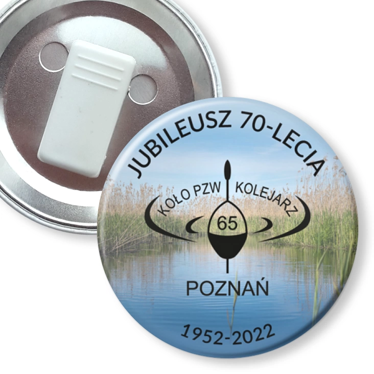 przypinka z żabką Jubileusz 70-lecia PZW Kolejarz