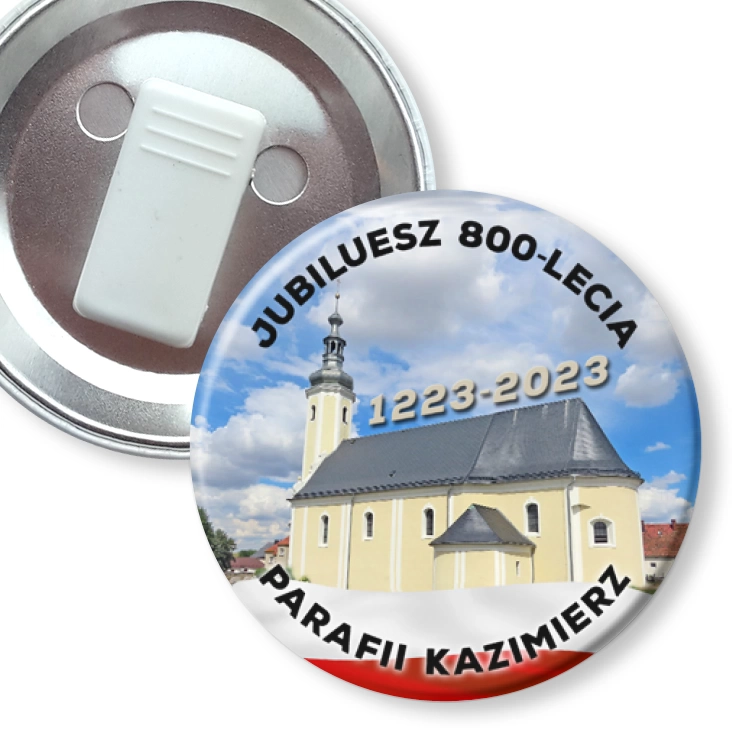 przypinka z żabką Jubileusz 800-lecia Parafii Kazimierz
