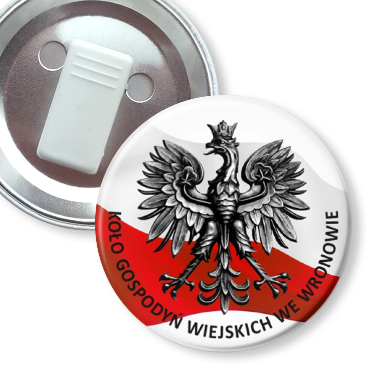 przypinka z żabką KGW we Wronowie