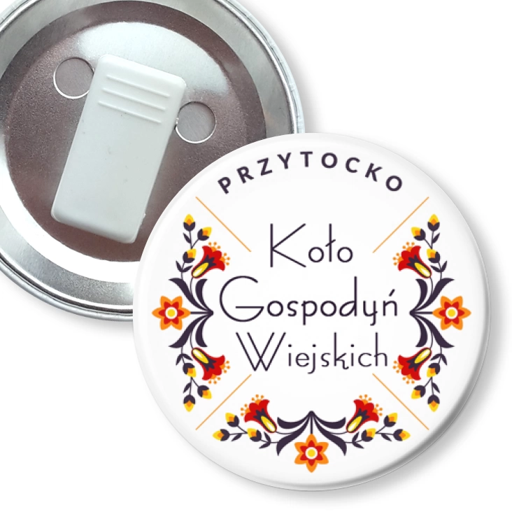 przypinka z żabką Koło Gospodyń Wiejskich Przytocko