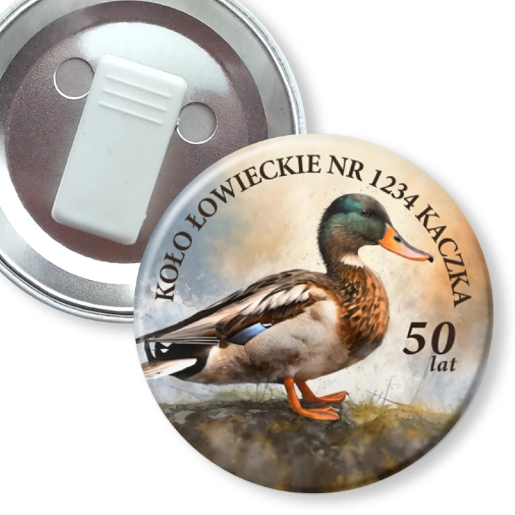 przypinka z żabką Koło Łowieckie Kaczka Jubileusz