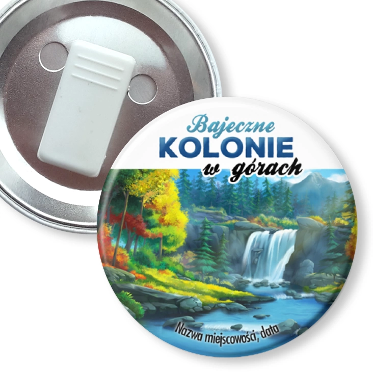 przypinka z żabką Kolonie w górach