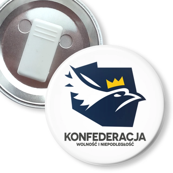 przypinka z żabką Konfederacja Wolność i Niepodległość