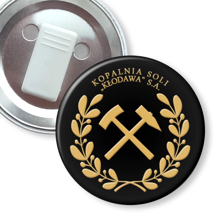 przypinka z żabką Kopalnia Soli Kłodawa kupla górnicza