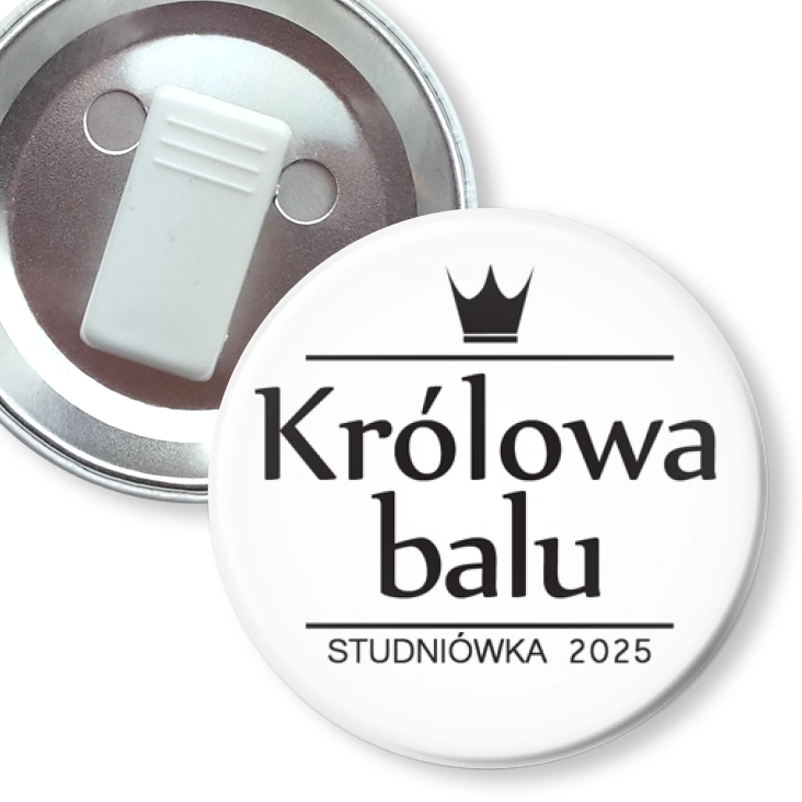 przypinka z żabką Królowa balu na studniówkę