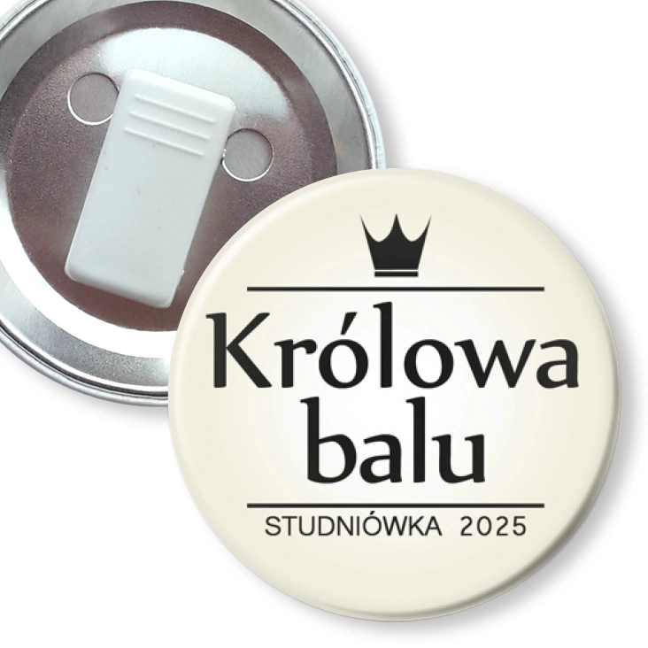 przypinka z żabką Królowa Balu studniówkowego beżowa